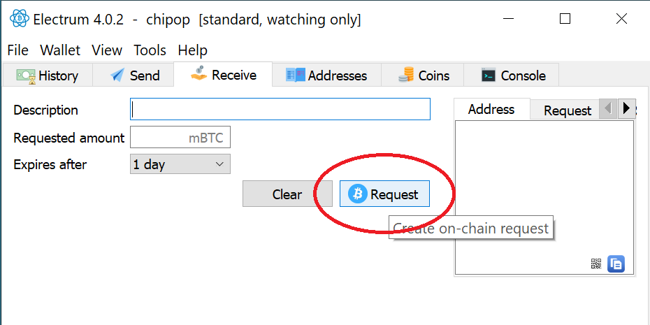 Electrum Recevie Request